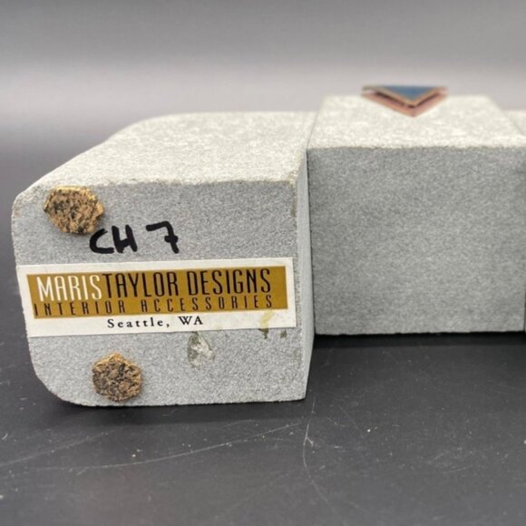 Modern Candleholder Vintage Maris Taylor Designs Stone Enamel Copper 1980s - Picture 8 of 11